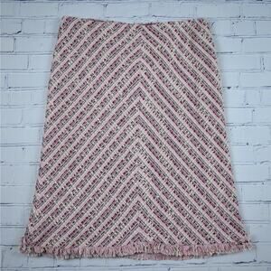 Y2K vintage silk blend pink tweed knee length skirt women's size 10/31 preppy